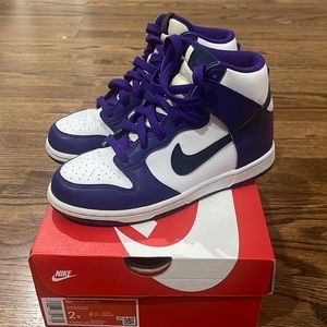 Nike Dunk HI white/midnight navy/purple